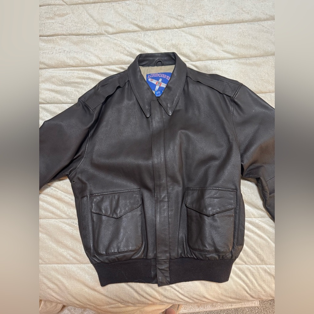 Leather A-2 flight jacket Men’s Airforce Vintage Brown Leather Size L